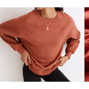 Madewell MWL Pullover Sweatshirt Rust Red Slouchy Raglan Sleeve Top Size M